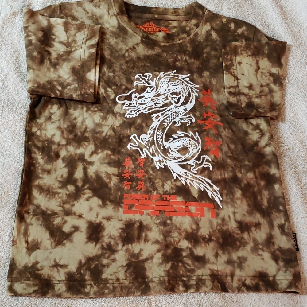 District Kids Tie-Dye Dragon T-Shirt - Brown and White
